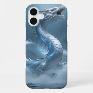 Chinese White Blue Dragon Art Fantasy Design With  iPhone 16 Plus Case