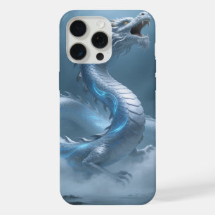 Chinese White Blue Dragon Art Fantasy Design With  iPhone 15 Pro Max Case