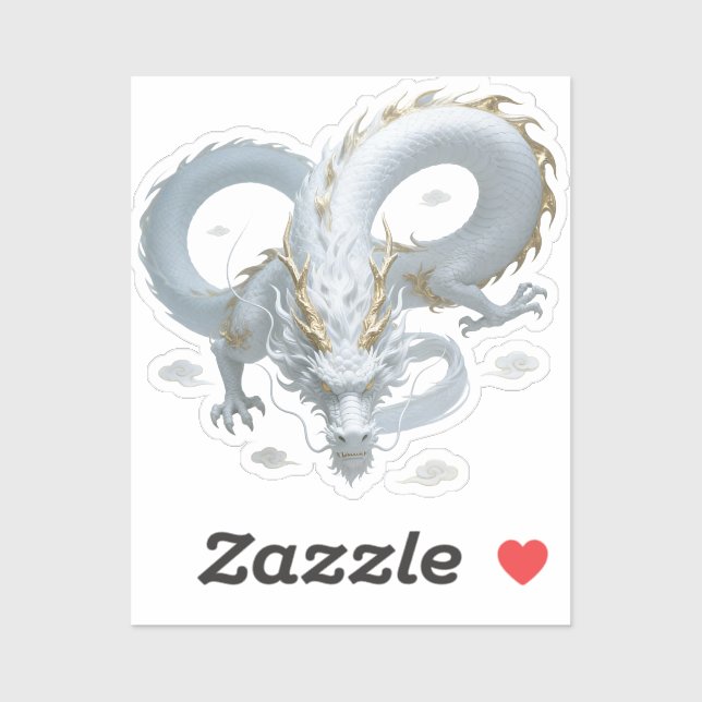 Chinese White Gold Dragon Art Fantasy Design With  (Sheet)