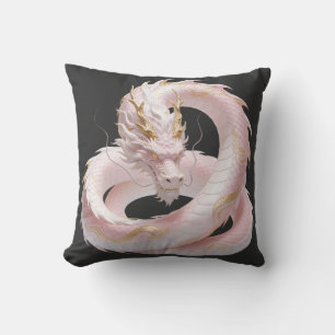 Chinese White Gold Dragon Art Fantasy Design With  Cushion