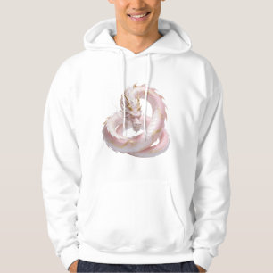 Chinese White Gold Dragon Art Fantasy Design With Hoodie