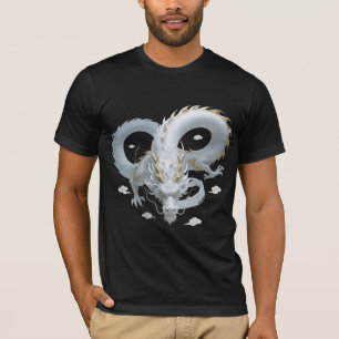 Chinese White Gold Dragon Art Fantasy Design With  T-Shirt