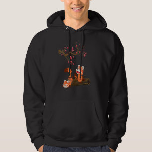 Chinese Wildlife Animal Cherry Blossom Sakura Red Hoodie