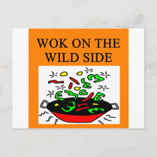 chinese wok cooking postcard