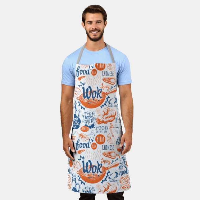 Chinese Wok Spicy Food All-Over Print Apron (Worn)