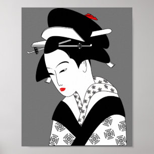 chinese woman geisha traditional poster