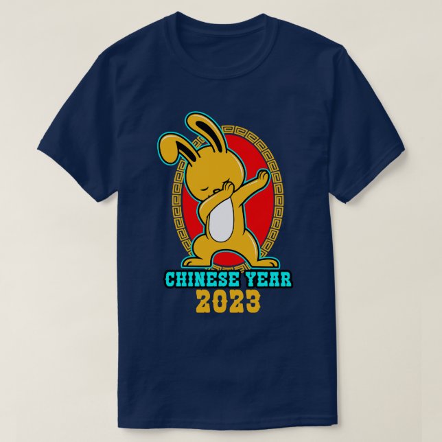 Chinese Year 2023 Rabbit Dabbing T-Shirt (Design Front)