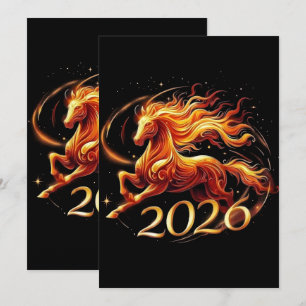 Chinese Year of Horse 2026 Celebrations Holiday Card