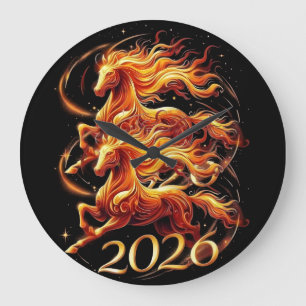 Chinese Year of Horse 2026 Celebrations Large Clock