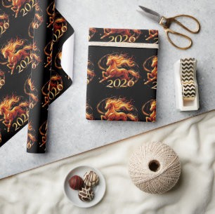 Chinese Year of Horse 2026 Celebrations Wrapping Paper