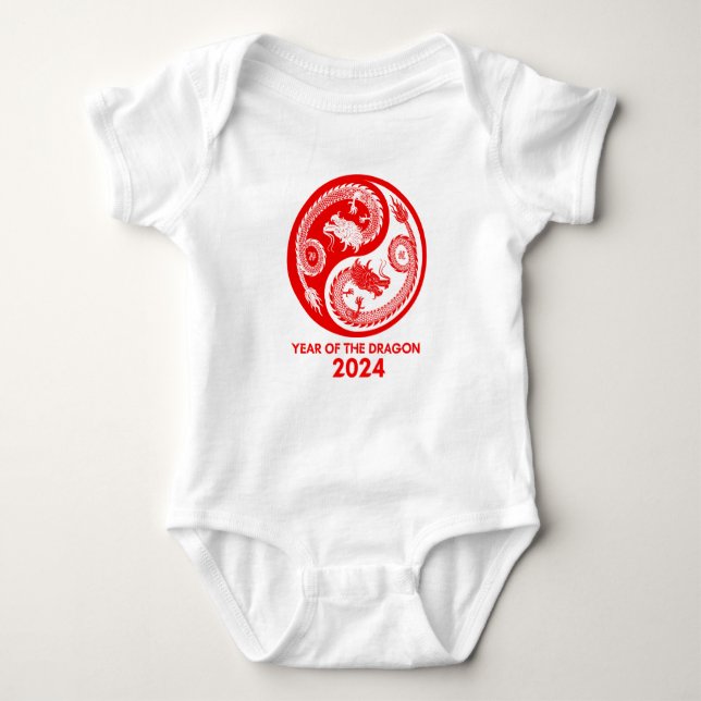 Chinese Year of the dragon 2024 Lunar year 2024 Baby Bodysuit (Front)