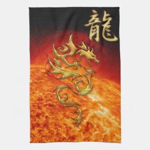 Chinese Year of the Dragon Asian Towel with Sun