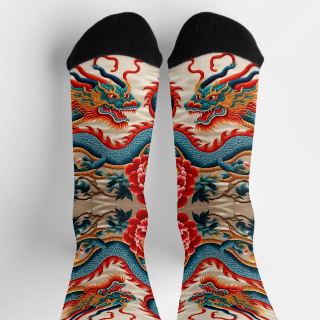 Chinese Year of the Dragon Birthday "Embroidery" Socks (Top)