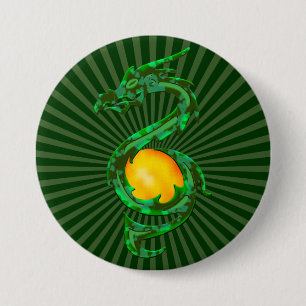 Chinese Year of the Dragon Jade Green 7.5 Cm Round Badge