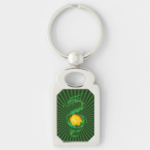 Chinese Year of the Dragon Jade Green Key Ring