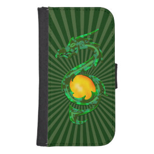 Chinese Year of the Dragon Jade Green Samsung S4 Wallet Case
