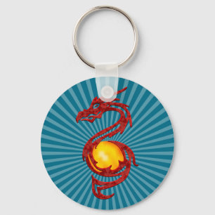 Chinese Year of the Dragon Metalic Red Key Ring