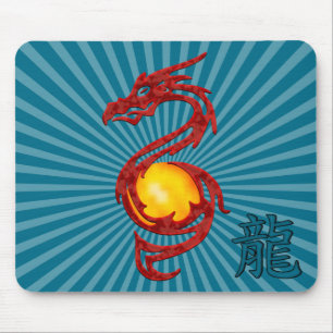 Chinese Year of the Dragon Metalic Red Mouse Pad