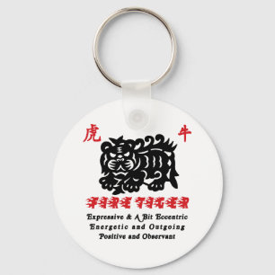 Chinese Year of The Fire Tiger 1986 Gift Key Ring