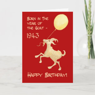 Chinese Year of the Goat Born in 1943 Birthday Holiday Card