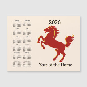 Chinese Year of the Horse Calendar Magnetic Card