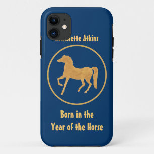 Chinese Year of the Horse: Gold-effect on Deep Blu iPhone 11 Case