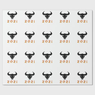 Chinese Year of the Ox 2021silhouette Wrapping Paper