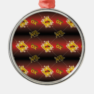 Chinese Year of the Ox Elegant Floral Metal Ornament