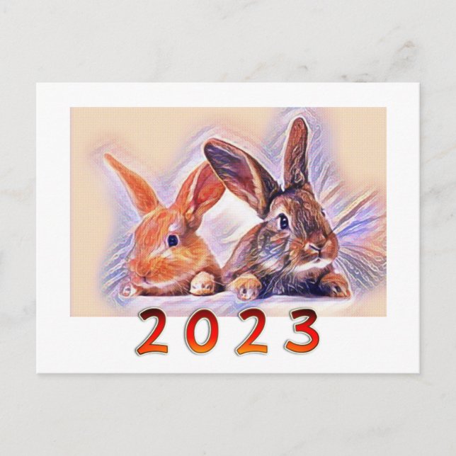 Chinese Year of the Rabbit 2023 stylised art Postcard (Front)