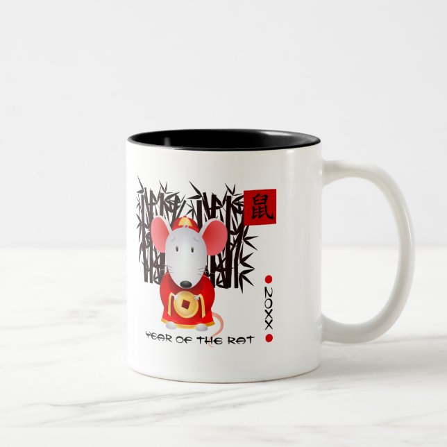 Chinese Year of the Rat | Custom Year & Name Gift Two-Tone Coffee Mug (Right)