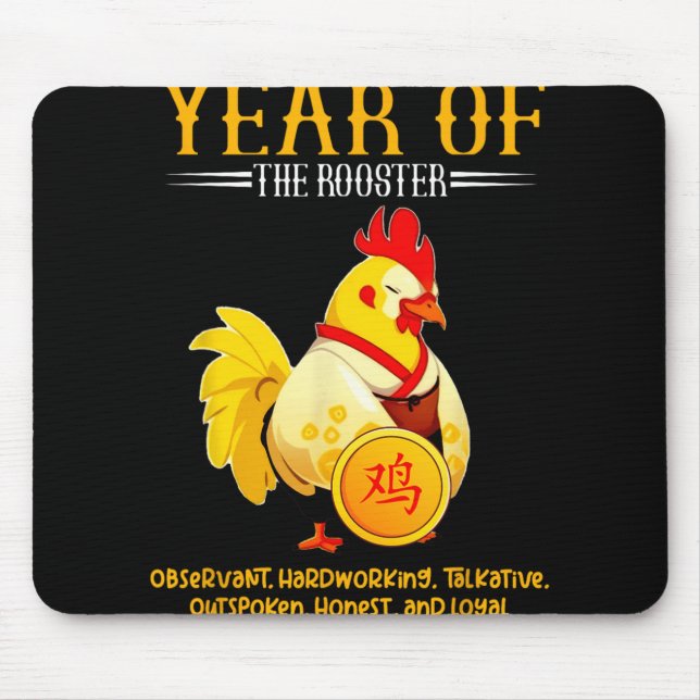 Chinese Year Of The Rooster Zodiac Sign Happy Luna Mouse Pad (Front)