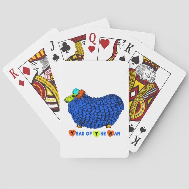 Chinese Year of the Sheep Blue Playing Cards (Back)