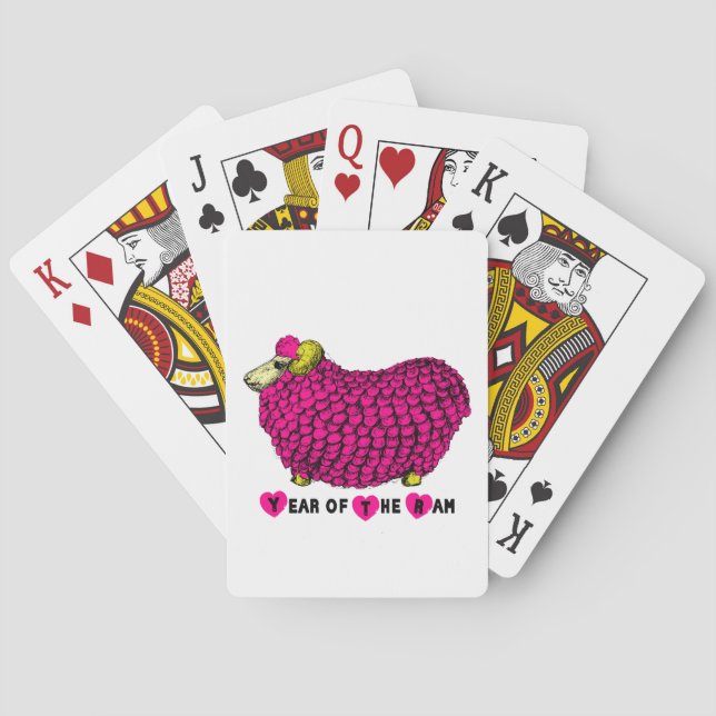 Chinese Year of the Sheep Pink Playing Cards (Back)