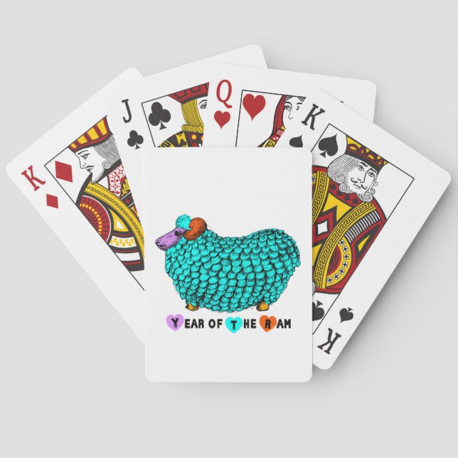 Chinese Year of the Sheep Turquoise Playing Cards (Back)