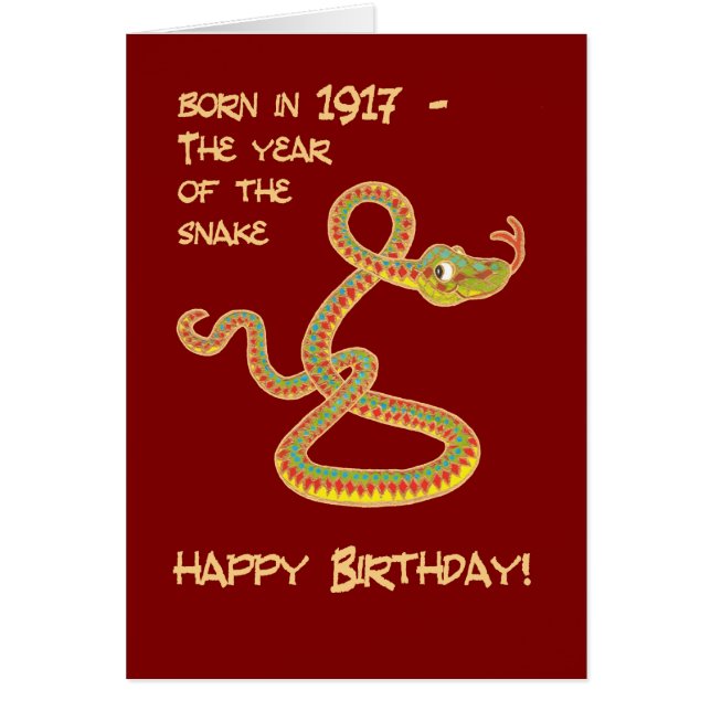 Chinese Year of the Snake Birthday Card, 1917 (Front)