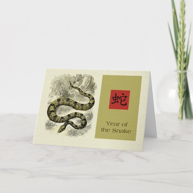 Chinese Year of the Snake Custom Holiday Card (Front)