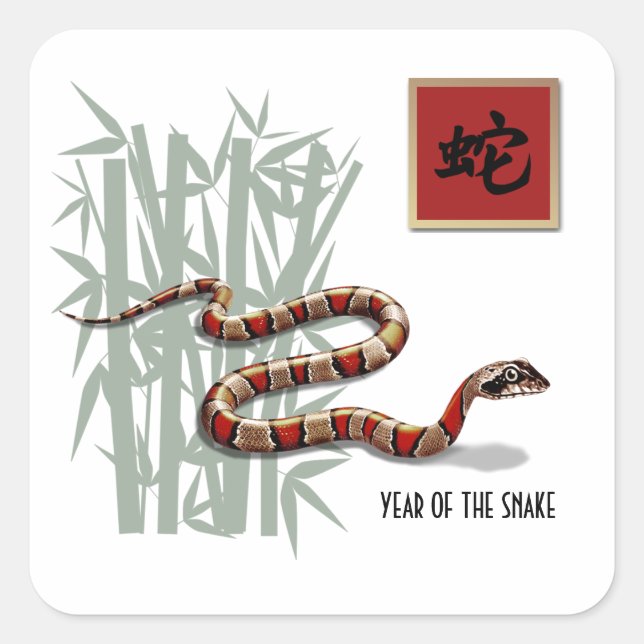 Chinese Year of the Snake Square Sticker (Front)
