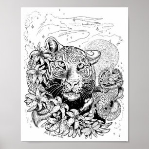 Chinese Year of the Tiger 2022 Colouring Poster