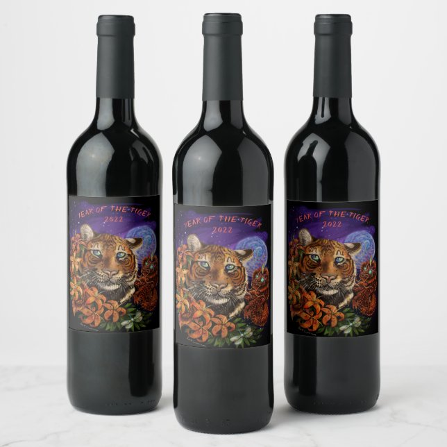 Chinese Year of the Tiger  Apron Wine Label (Bottles)