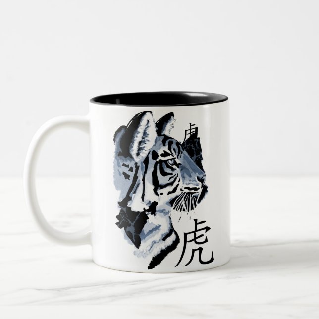 Chinese Year of the Tiger (blue) Two-Tone Coffee Mug (Left)