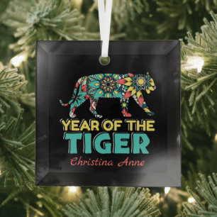 Chinese Year of the Tiger - Mandala Glass Tree Decoration