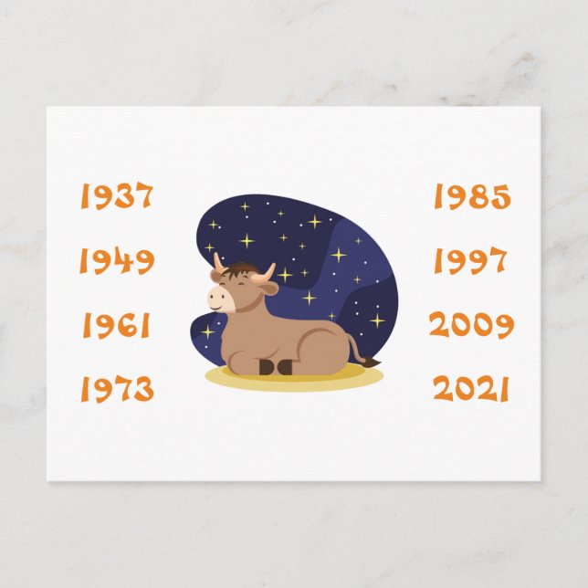 Chinese Years of the Ox Postcard (Front)