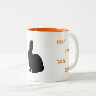 Chinese Years of the Rabbit 1939 to 2023 Two-Tone Coffee Mug