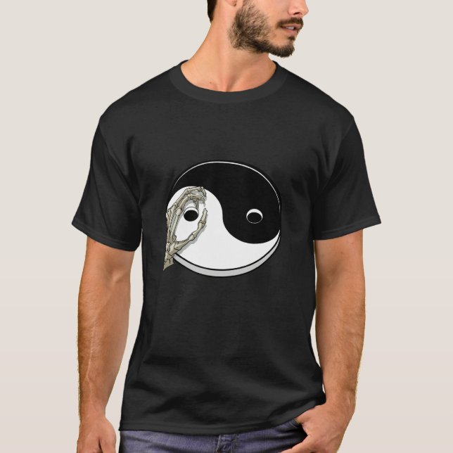 Chinese Yin and Yang Skeleton Hand Tai Chi Yoga Na T-Shirt (Front)