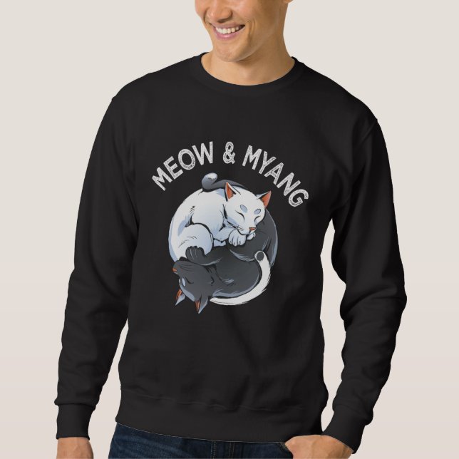 Chinese Yin Yang Cats Meow And Myang Cat Sweatshirt (Front)