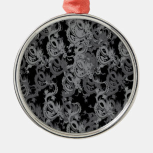 Chinese Ying Yang Dragon Metal Ornament