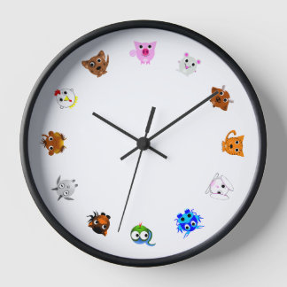 Chinese Zodiac Animals (rotated) Clock