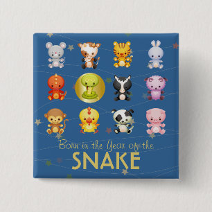 Chinese Zodiac Animals Year of the Snake 15 Cm Square Badge