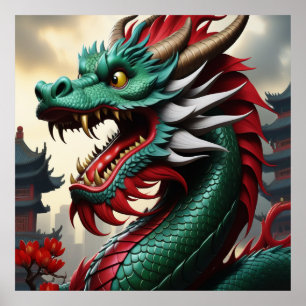 Chinese Zodiac Art Year Of The Dragon OrganicPunk  Poster