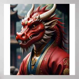 Chinese Zodiac Art Year Of The Dragon Realistic Poster